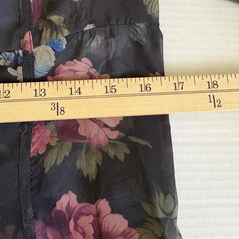 NWT Anthropologie Black Floral Corset Blouse Size M Sheer Puff Sleeve Ruffle Top - Picture 15 of 16